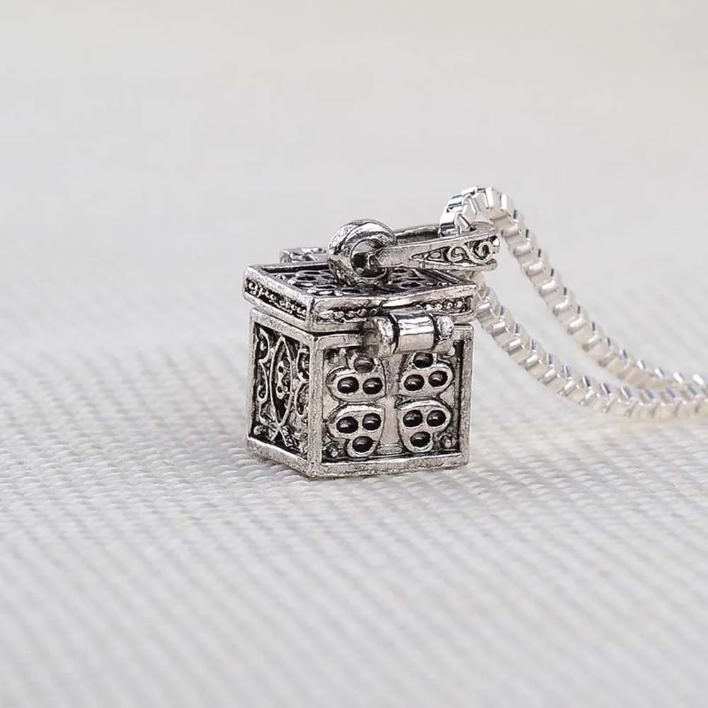 Vintage Women Men Openable Memorial Antique Silver Color Keepsake Vial Pendant Jewelry For Ashes Cremation Urn Necklace