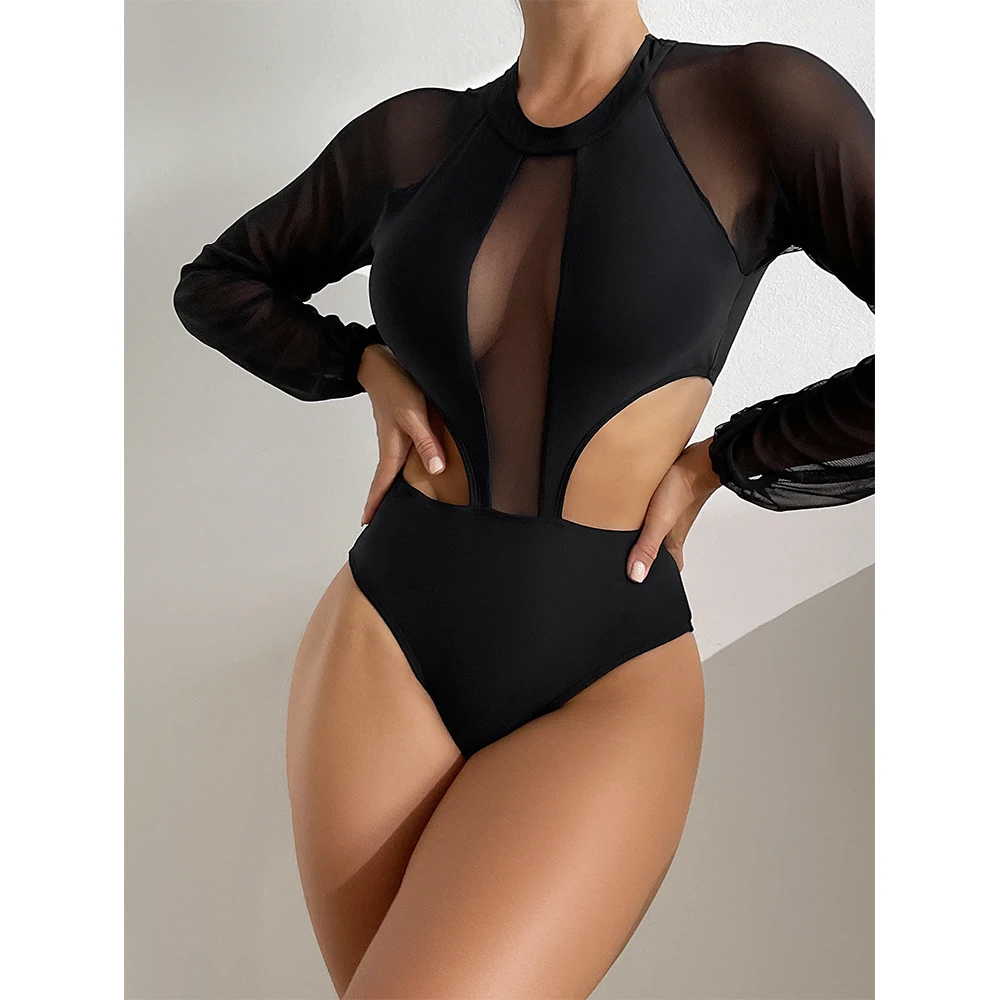 

2023 Latest One Piece Swimsuit Women Hollow Out Design Round Neck Sexy Solid Bikini Set One Piece Women's Swimsuit For Girls