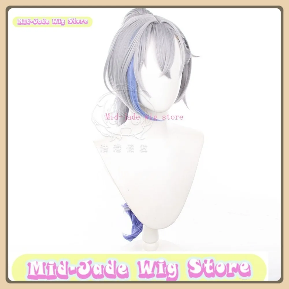 منتصف اليشم شعر مستعار مخزن هونكاي: ستار السكك الحديدية الفضة الذئب شعر مستعار تأثيري أنيمي لعبة لعب الأدوار زي هالوين زي الدعائم الاصطناعية #4