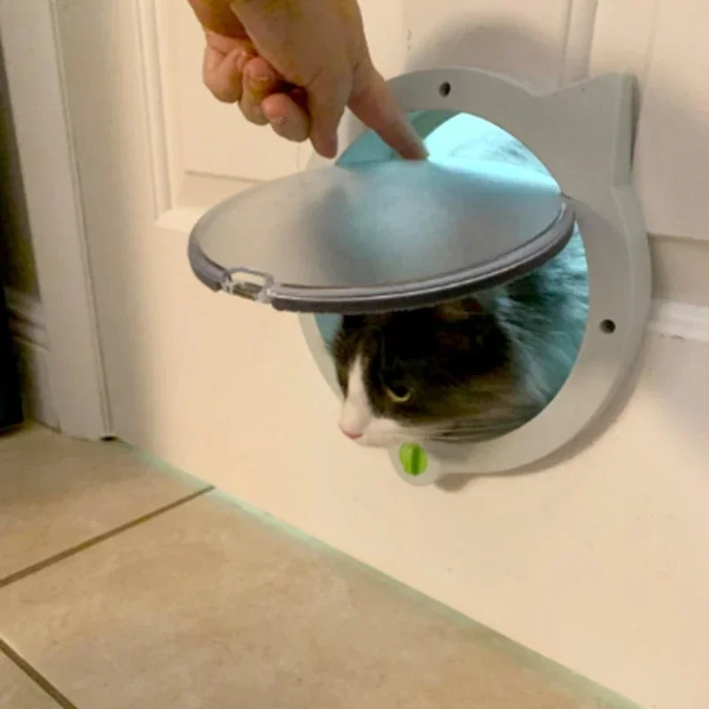 cats door small round cat door with 4-way lock pet plastic window lockable safe cat gate kennel pet dog door for entry and exit