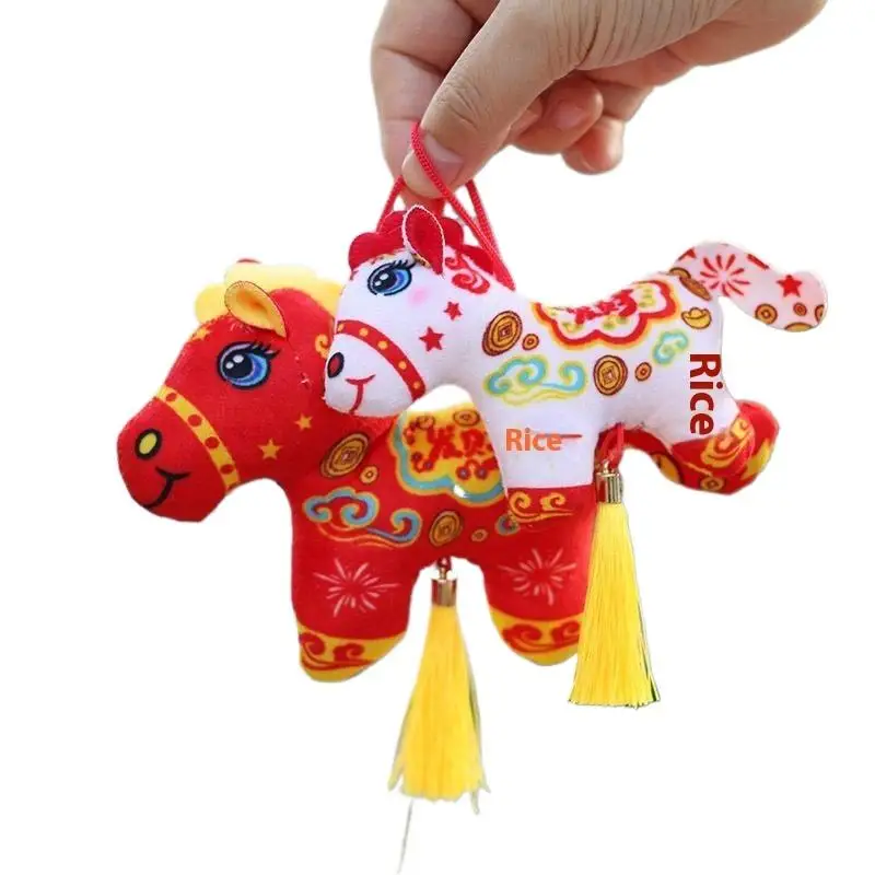 Levensechte paardenmascotte gevulde pophanger Jaar van de 2026 Leuke dierenrugzak hangend ornament voor alle leeftijden