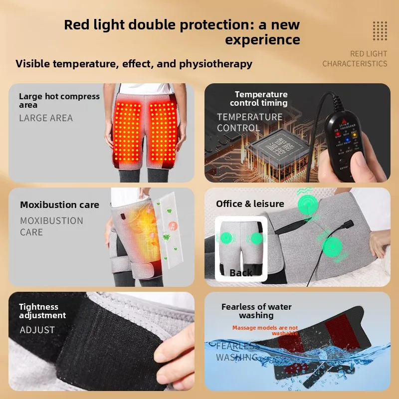 Red Light Hip Heating Pad Electric Heated Massager Vibration Thigh/Buttock Electric Heat Hip Massagers for Sciatica Nerve Relief