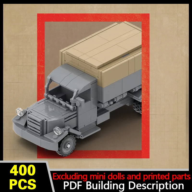 Military Cargo Box Truck Model MOC Building Bricks War Equipment Style Modular Technology Gifts Holiday Assemble Toys Suit