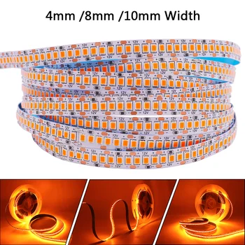 Taśma LED DC 12V Dekoracja wewnętrzna 2835 SMD 120 240 LED/m Elastyczna wstążka Pomarańczowe oświetlenie 5M 4mm 8mm 10mm Szerokość LED Światło