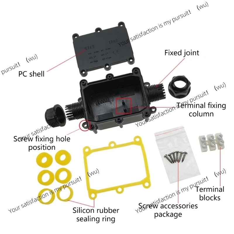 G713 IP68 waterproof junction box, electrical 2/3/4/5/6 channel housing, with cable cable protection device