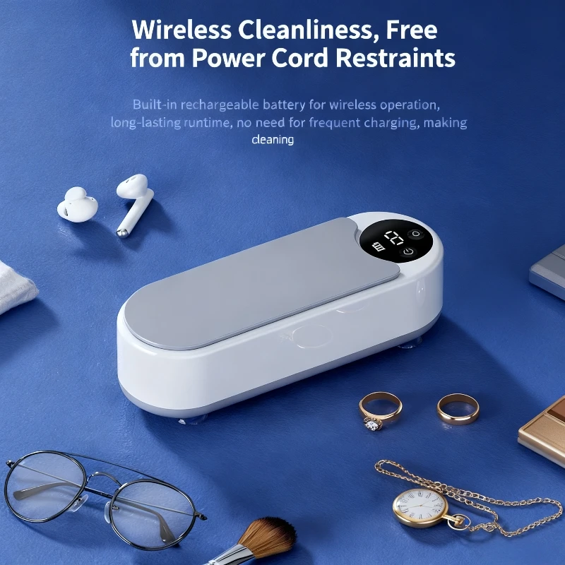 High Frequency Vibration Jewelry Cleaner Portable 360° Automatic Deep Cleaning Tool Rechargeable Ultra Efficient for Glasses