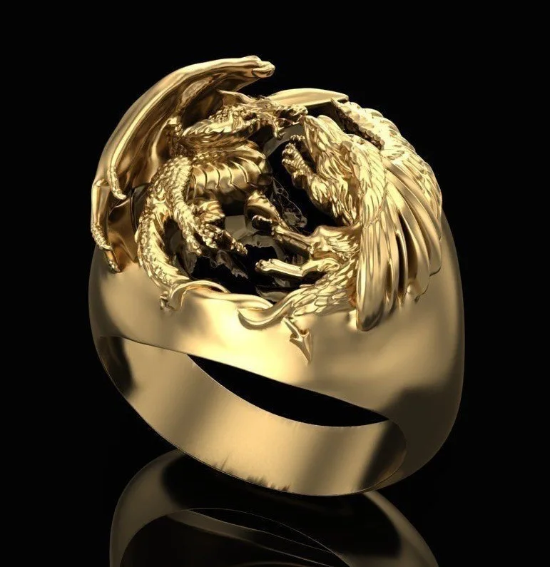 Punkboy Creative Domineering Golden Dragon Circling Ring For Men Jewelry Engagement Party Wedding Alloy Accessories Size 6-13