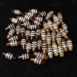 4Pcs/Lot Tibetan 3/5 Lines Totem Rice Camel/White Ripe Brown/White Onyx Dzi Beads 29*11mm.Agate Beads Men's&Women's Jewelry DIY