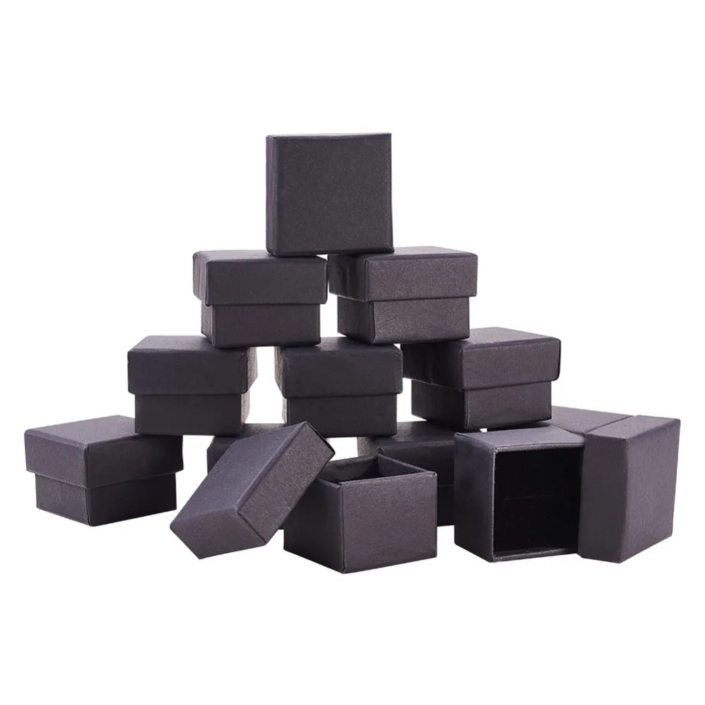 

24Pcs/Lot Black Kraft Paper Cardboard Jewelry Boxes 4.5x4.5x3cm Packaging Case for Wedding Party Necklace Rings Stoarge