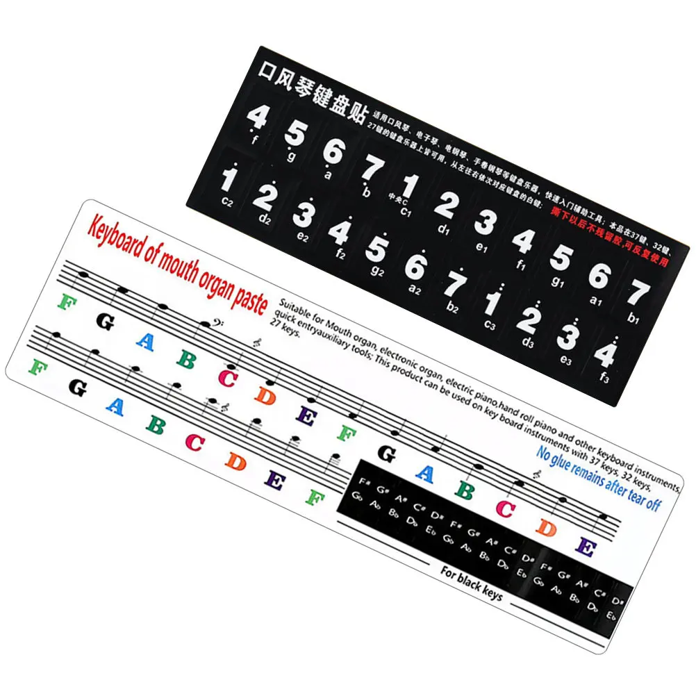 2Pcs Melodica Keyboard Stickers Reusable Safe Practice Labels for Beginners Melodica Pitch Stickers Keyboard Accessories Music