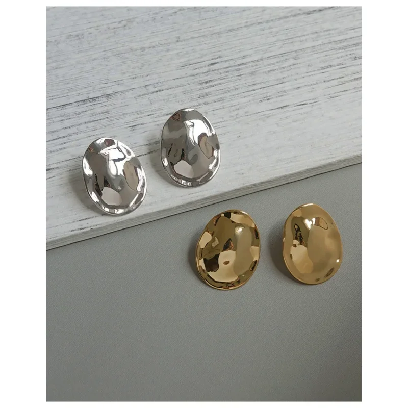 

Brass Geo Rugged Stud Earrings Women Jewelry Punk Party T Show Gown Runway Korean Japan INS