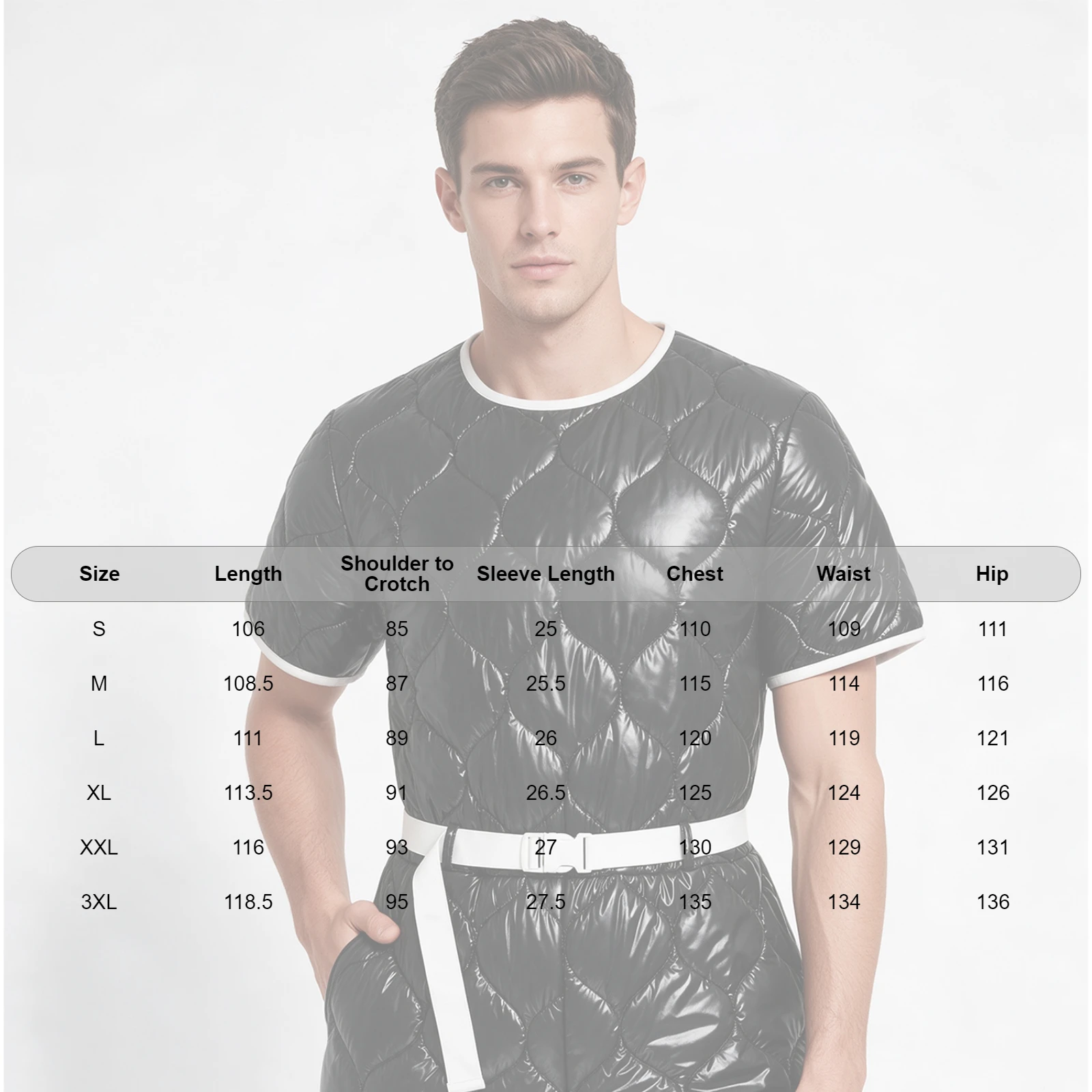 Men Waterproof Padded Jumpsuit Short Sleeve Zipper Leotard Bodysuit Quilted Puffer Warm Winter Outdoor Skiing Sports Swim Outfit
