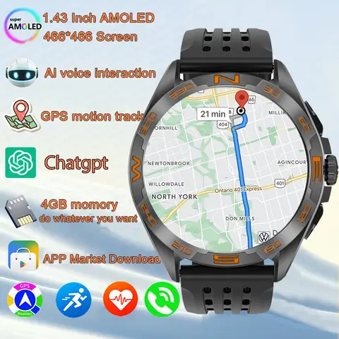 2025 화웨이 스마트워치 남성용 GPS 지도 내비게이션 4G 메모리 HD 통화 녹음 AMOLED 스크린 ChatGPT 스포츠 방수 스마트워치