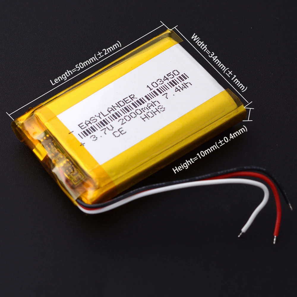 5 шт./лот, 3 провода, 3,7 В, 303450, 600 мАч, литий-полимерная литиевая батарея 403450 503450 603450 703450 803450 903450 103450 123450
