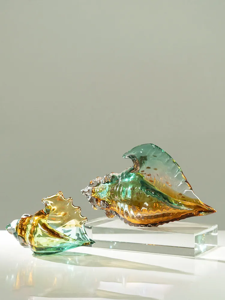 Modern Light Luxury Art Glazed Conch Ornament High‑End Decor for Wine Cabinet TV Cabinet Key Storage Home Tabletop Decoration