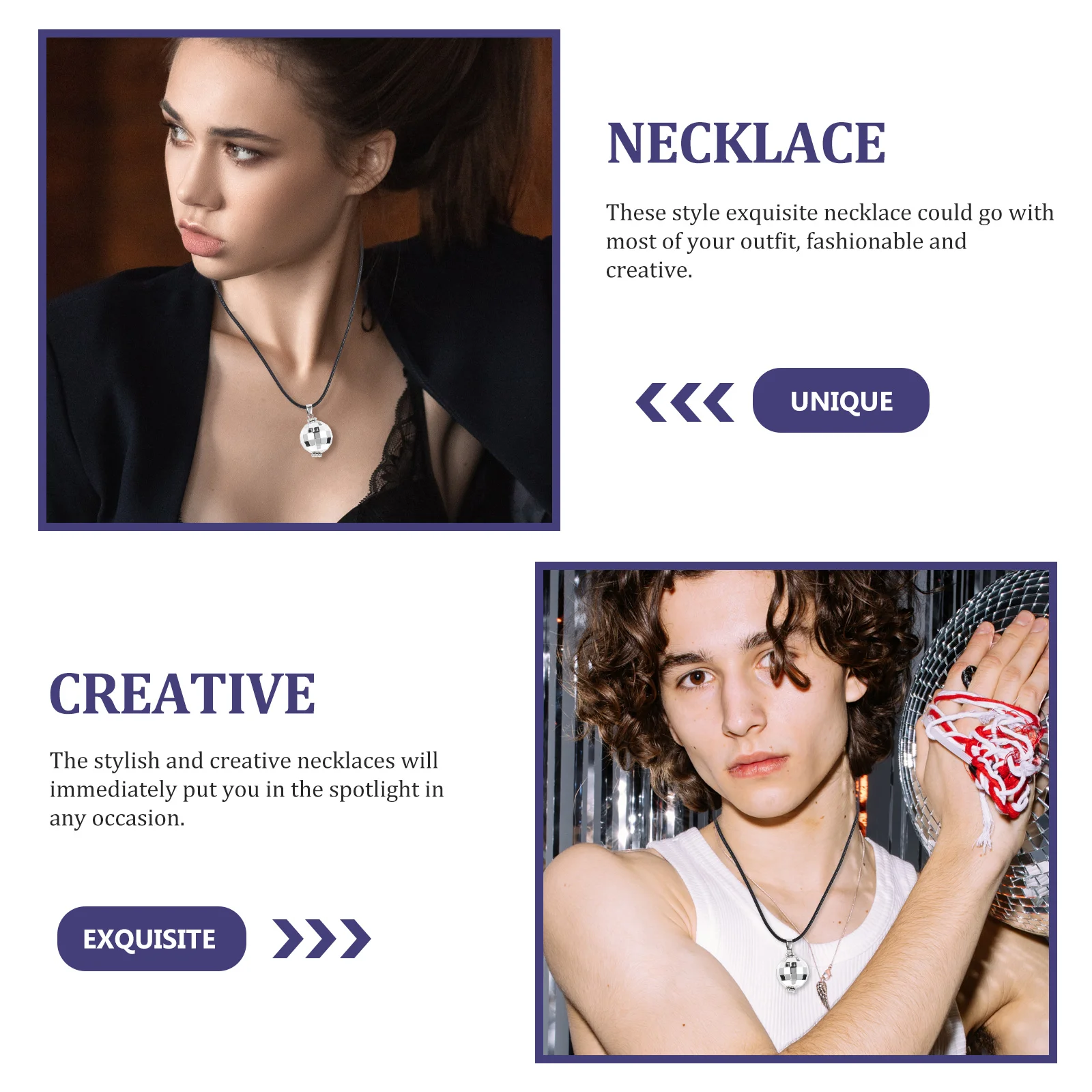 

12pcs Disco Ball Pendant Necklace 70s Party Resin Silver Fashionable Creative Stylish Special Occasions Festival Decor