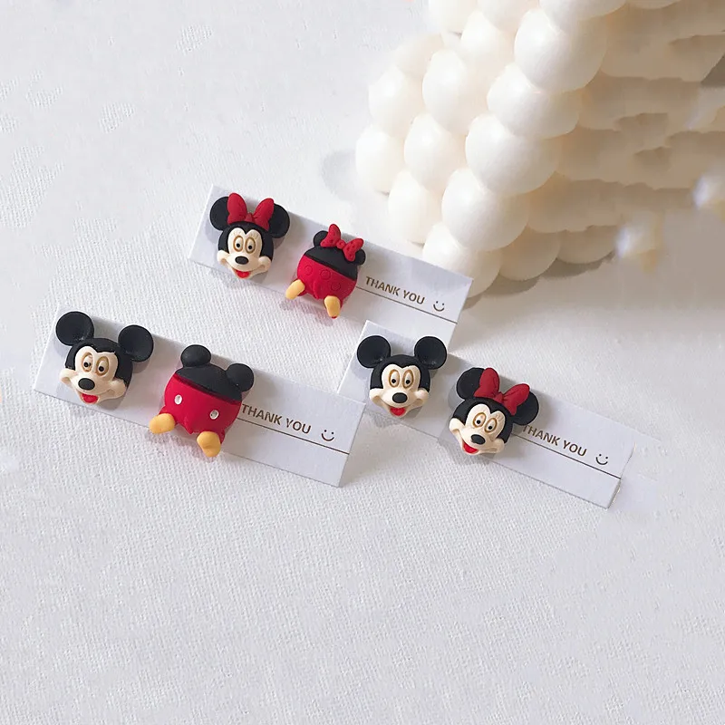 Disney Anime Mickey Mouse Earrings Kawaii Minnie Daisy Donald Duck Ear Studs Ear Clip Cartoon Girl Children Earrings Gifts