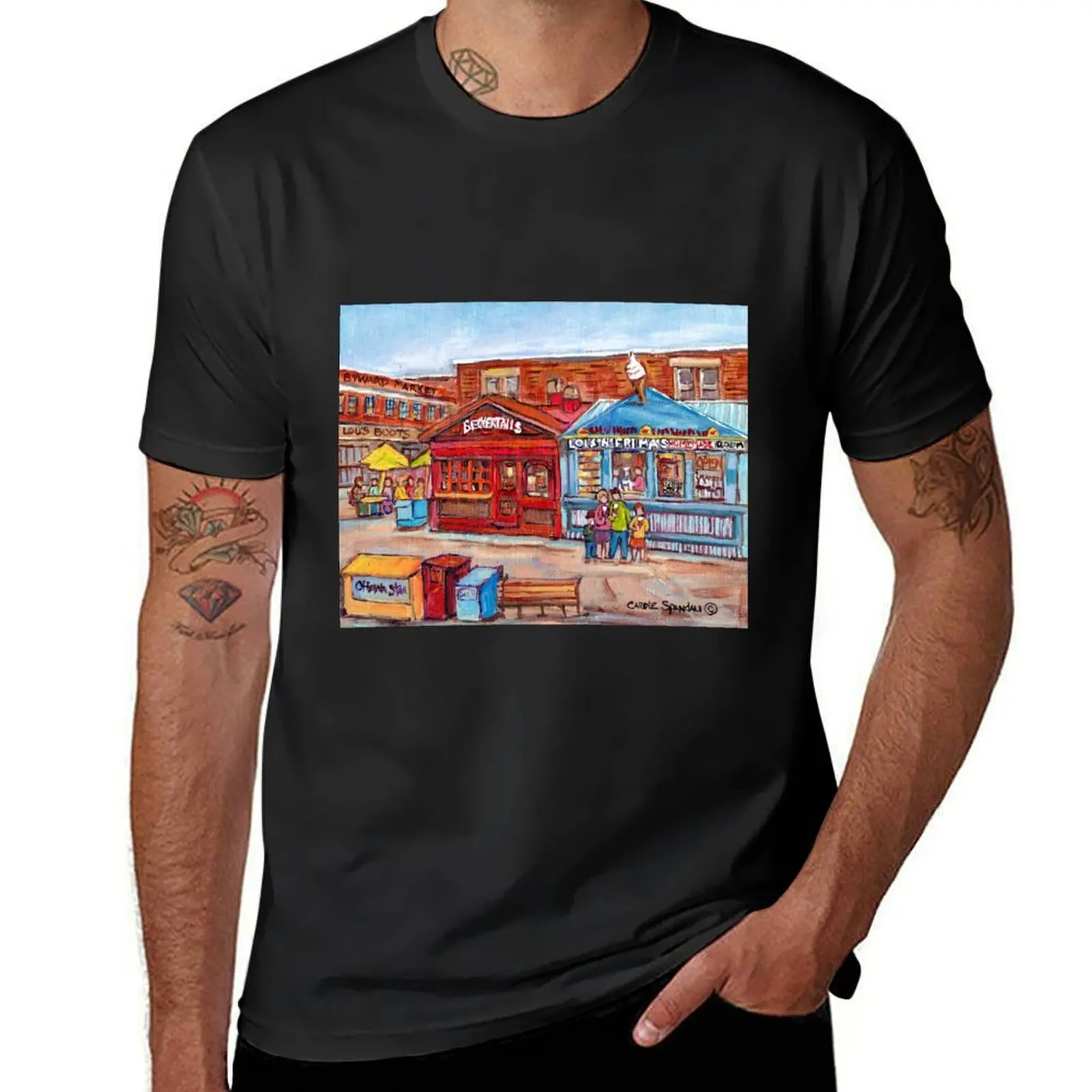 OTTAWA BYWARD MARKET CANADIAN SCENES OUTDOOR URBAN MALLS ICE CREAM AND PASTRY SHOPS C SPANDAU ARTIST T-Shirt