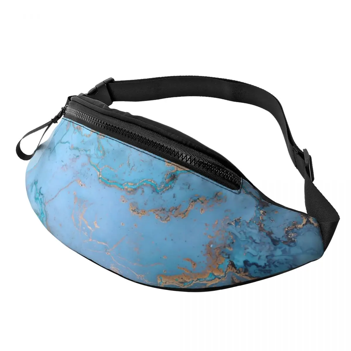 Blue Marble Fanny Pack Men Women Cool Crossbody Waist Bag for Running Phone Money Pouch