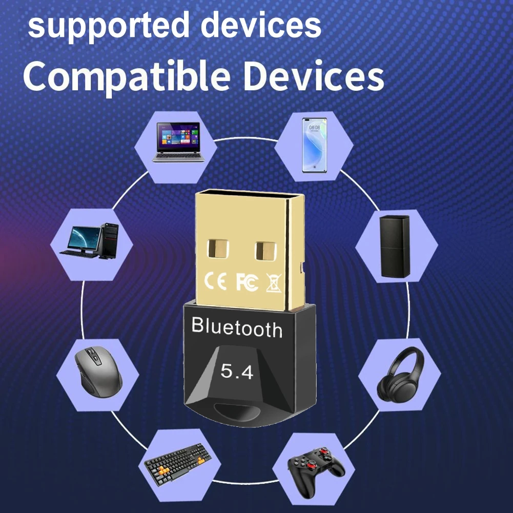 Usb Bluetooth 5.4 Adapter Draadloze Bt 5.3 Ontvanger Dongle High Speed Zender Mini Bluetooth Usb Adapter Voor Pc Laptop