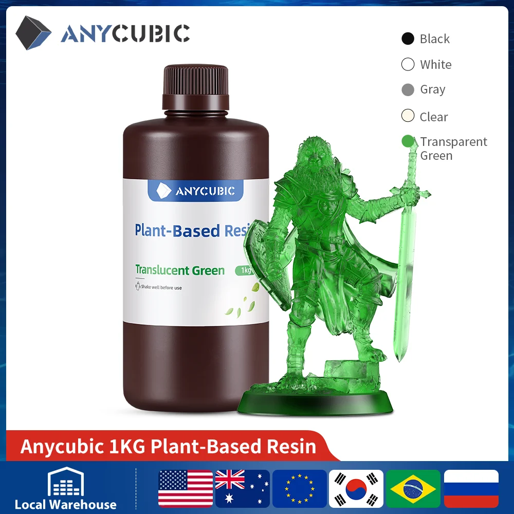 ANYCUBIC ECO Resina UV 1KG/4KG Resina a base vegetale per Photon Mono Sicurezza Basso odore Materiali di stampa per stampante 3D davvero ecologici