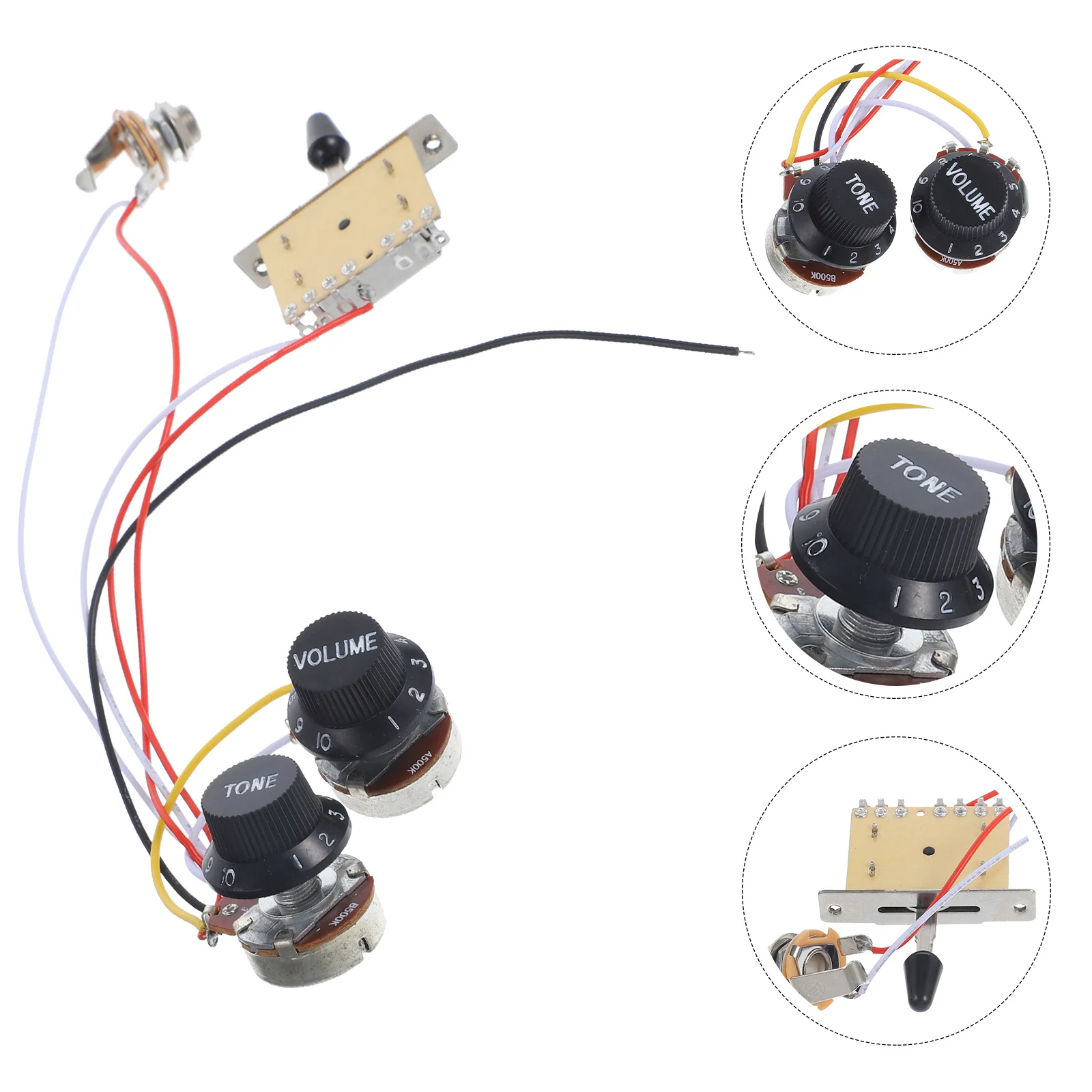 

1Set Guitar Wiring Harness Potentiometer Replacement High Grade Metal Plastic Low Noise 5 Way Electric Guitar Parts