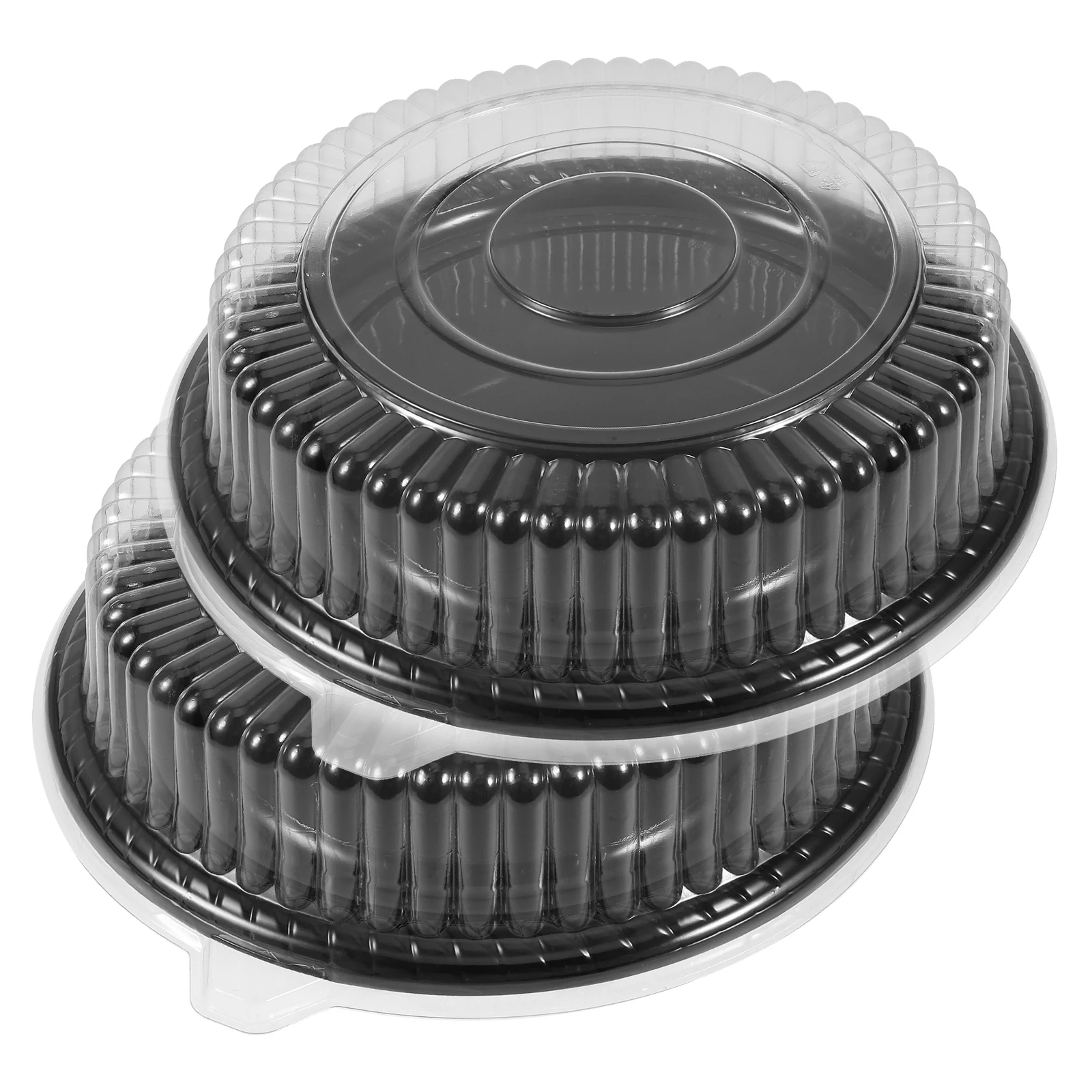 

2 Sets 12 Inch Party Tray with Lid Lightweight Protective Cover Catering Transport Black Carriers Pie Dish Storage Display PET