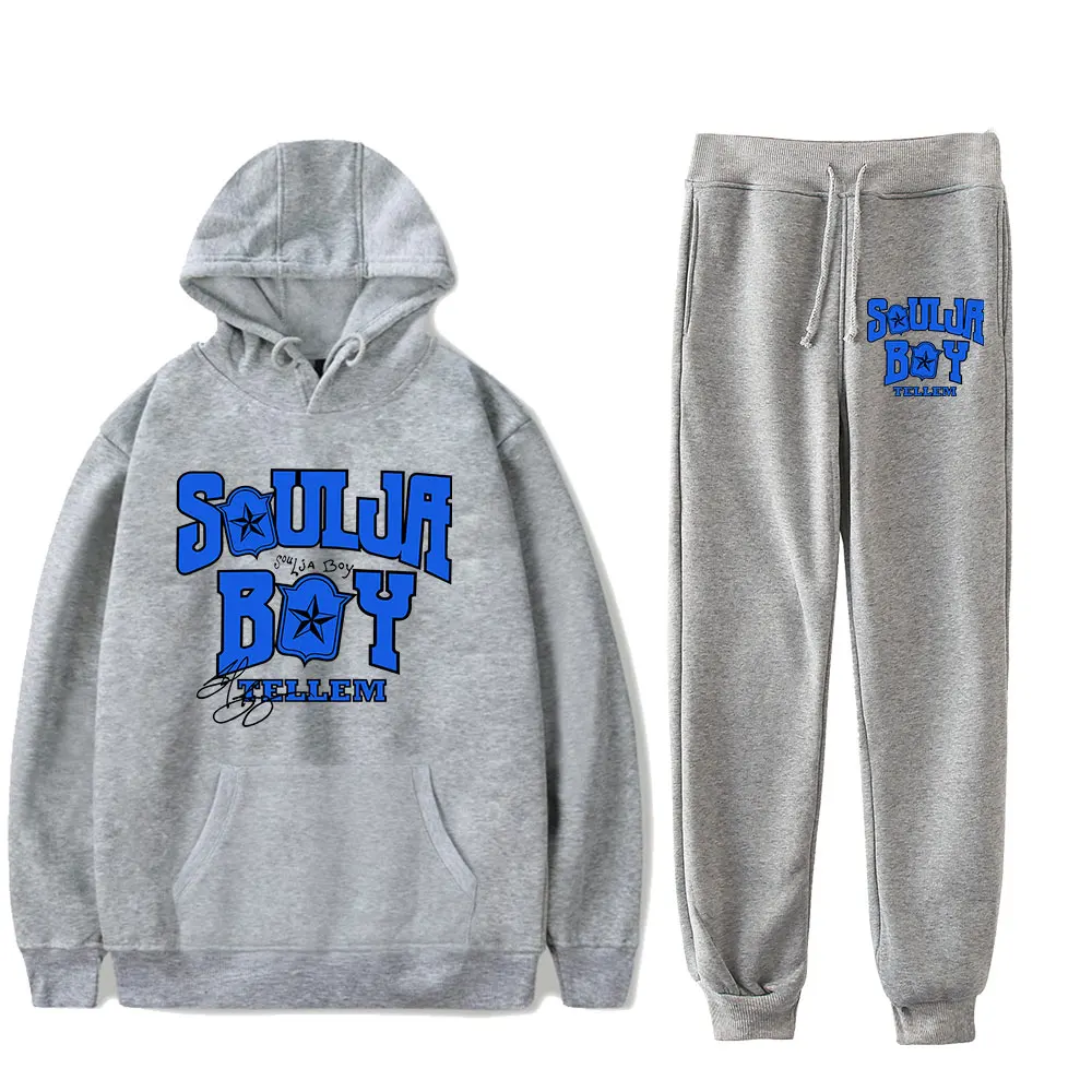 Soulja Boy Tellem firmado Vintage 90s PULLOVER HOODIE Merch sudaderas con capucha conjunto hombres mujeres sudaderas con capucha pantalones de dos piezas