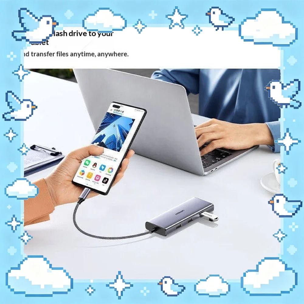 UGREEN 90885 USB-C Hub 6-in-1 HDMI 4K 30Hz VGA Gigabit Ethernet 3 USB 3.0 Ports Multiport Adapter for Laptop Display and Data