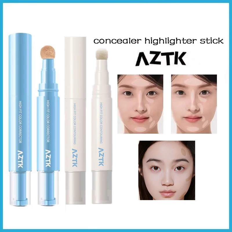 AZTK Corrector de Color de alto ajuste, lápiz corrector líquido, resaltador en barra, iluminador, crema en polvo ligera hidratante de contorno