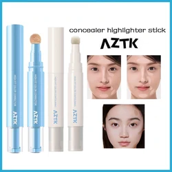 AZTK High Fit Color Corrector Liquid Concealer Pen Highlighter Stick Brightener Contouring Moisturizing Lightweight Powder Cream