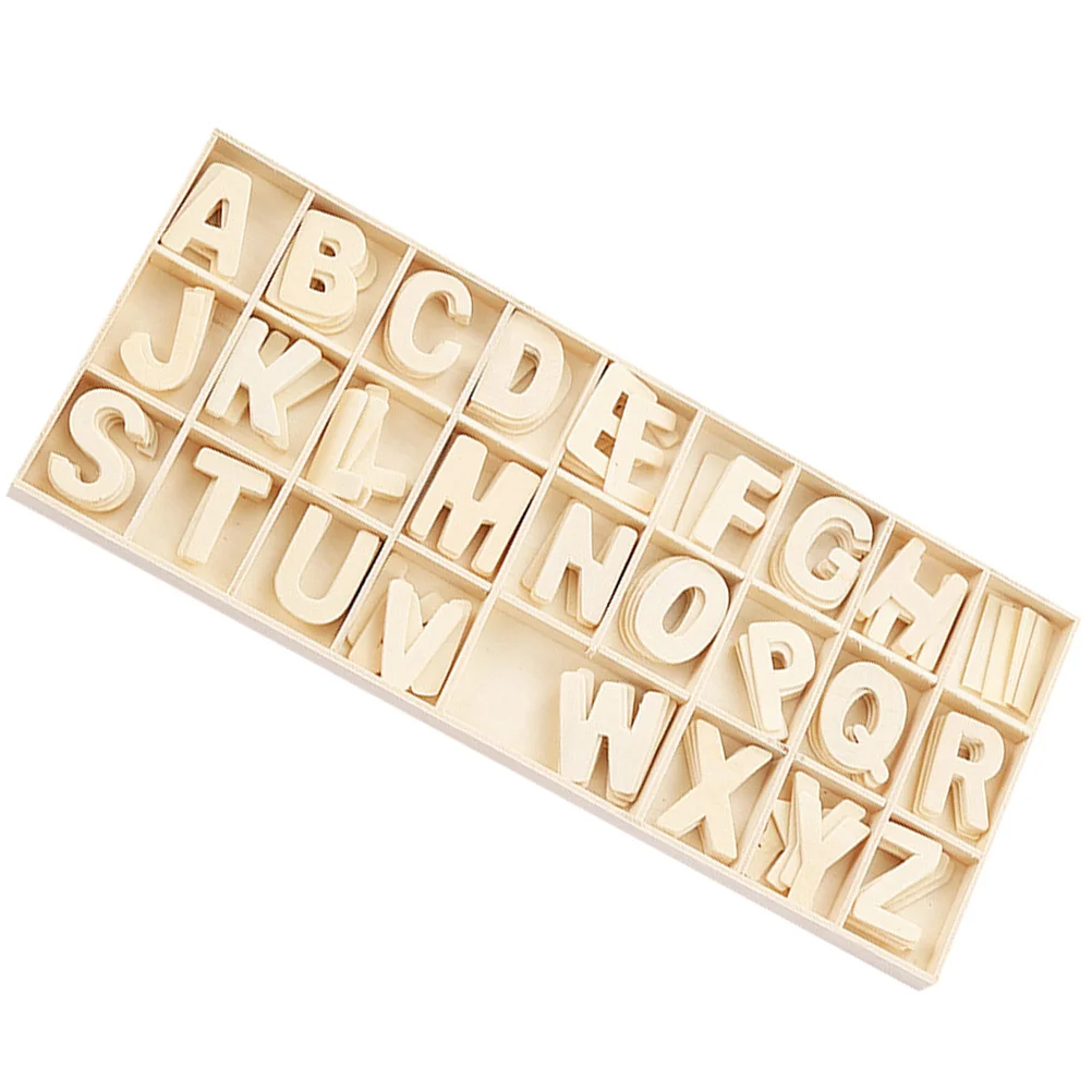 1Set Alphabet Wood Chips Smooth Shapes Safe for Kids Early Education DIY Supplies Creativity Development Home Decor Unpainted