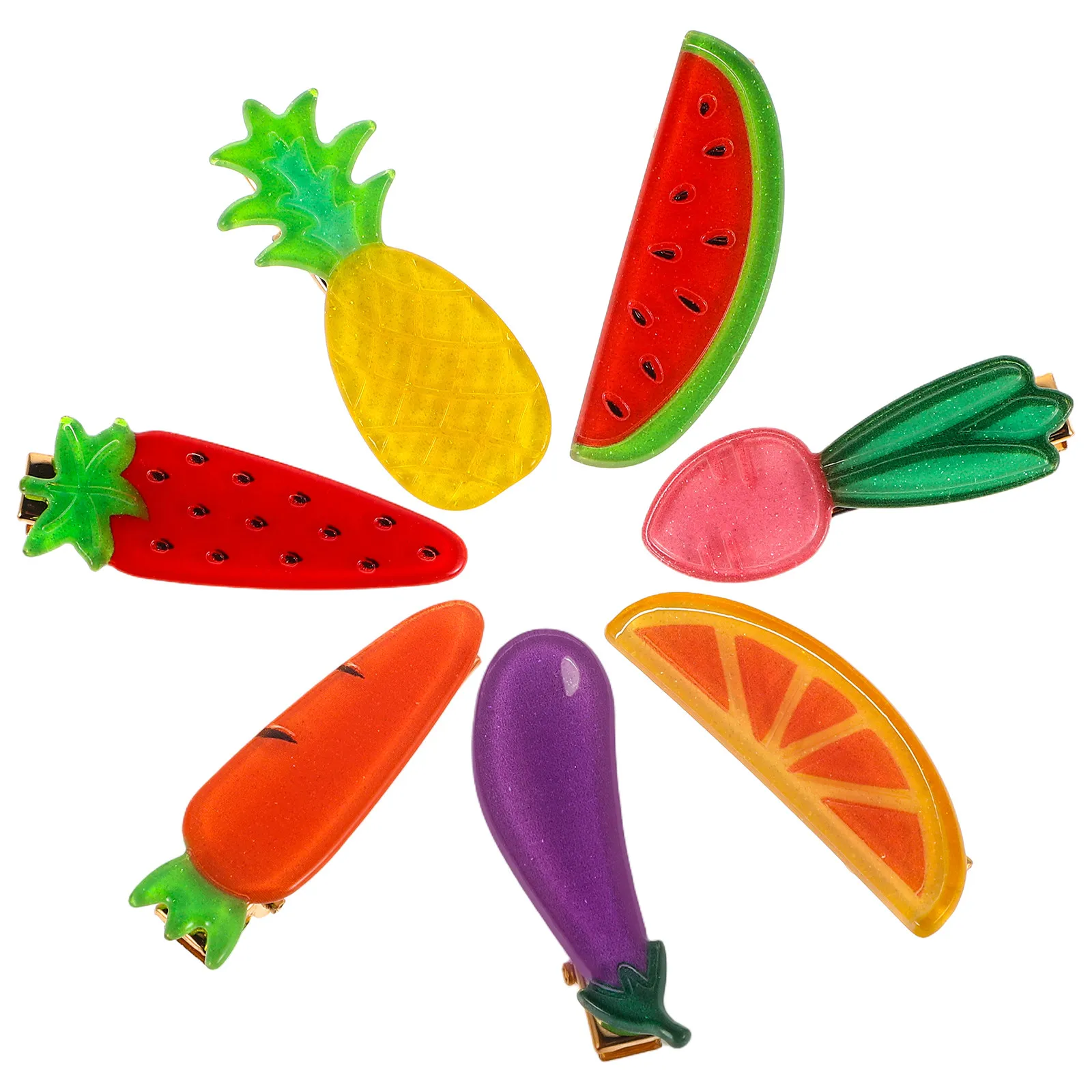 1Set Female Fruit Vegetable Hair Clips Side Cute Hair Charm Decorative Accessories for Party Travel Daily