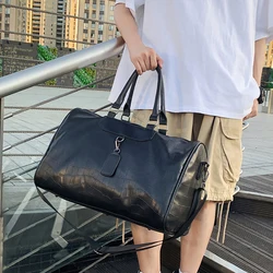 Gym Stone Pattern Bag PU Leather Travel Totes Duffle Women Sports Fitness Casual Luggage Handbag Outdoor Shoulder Bag for Man