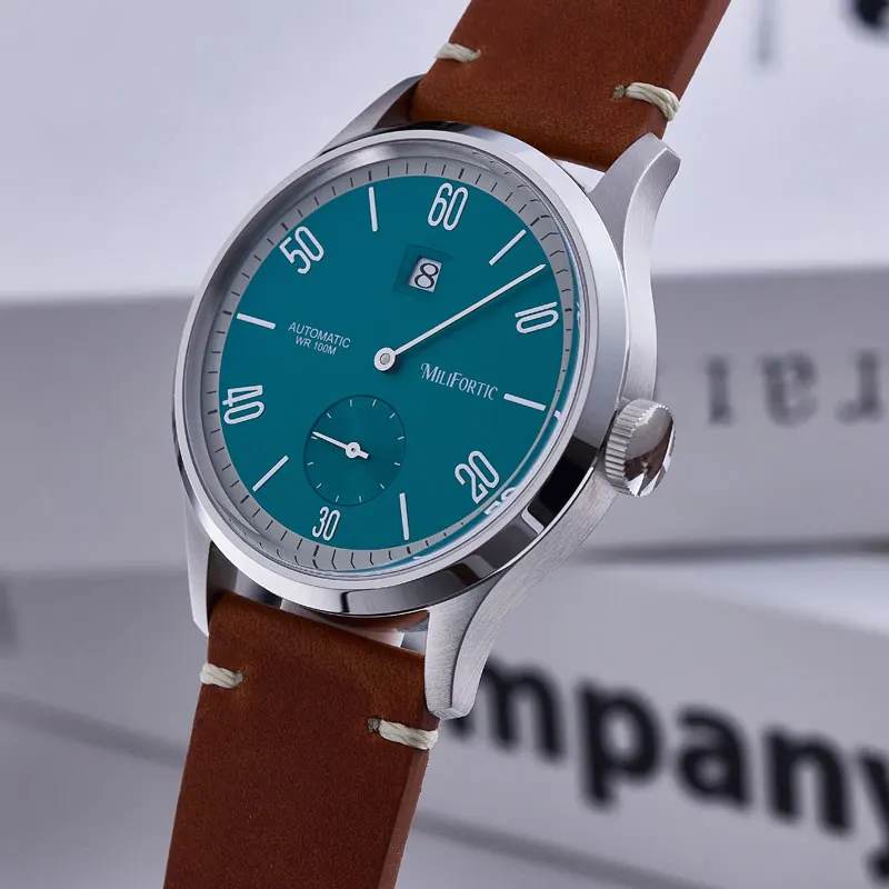 Milifortic 38 مللي متر الحد الأدنى القفز ساعة السيارات ساعة رجل R088 الياقوت كريستال 10ATM خمر الفولاذ المقاوم للصدأ الساعات الميكانيكية