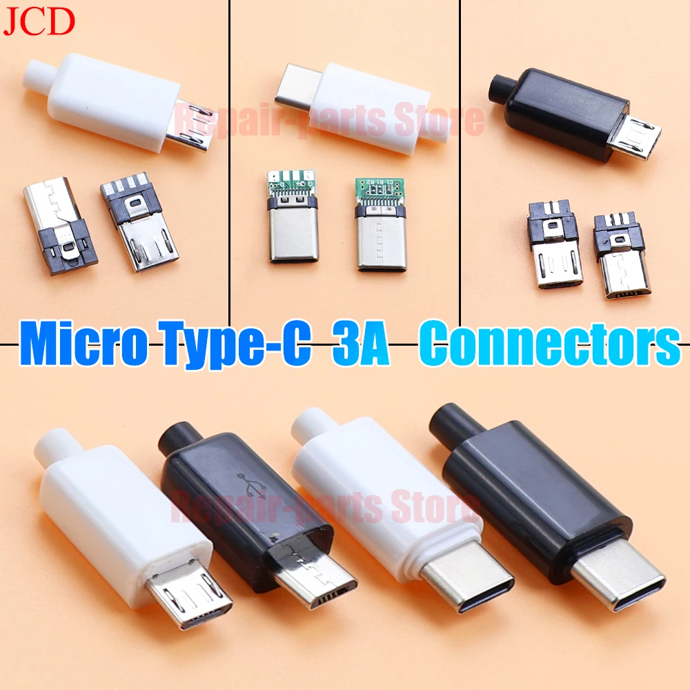 2-10pcs Type C USB3.1 3A Fast Charging USB Connectors Male Jack Tail Plug Electric Terminals Welding DIY Data Cable Accessories