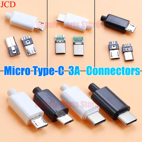 2-10pcs Type C USB3.1 3A Fast Charging USB Connectors Male Jack Tail Plug Electric Terminals Welding DIY Data Cable Accessories