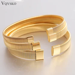 VQYSKO 6MM/8MM C-Shaped Steel Wire Spring Mesh Open Bracelet For Women Stainless Steel Bracelets Jewelry Gifts Wholesale