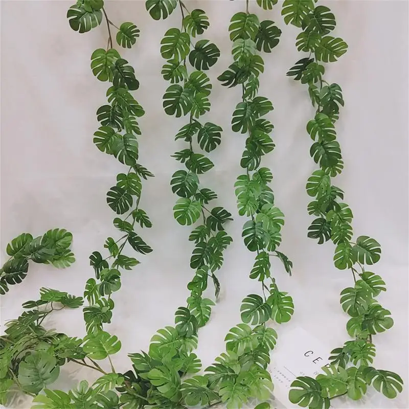 175cm Green Silk Artificial Hanging Ivy Leaf Plants Vines Turtle Back Leaves For Home Bathroom Decoration Garden Party Decor