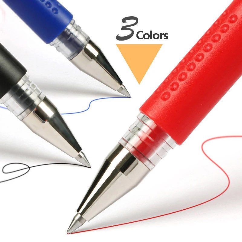 2PCS Neutral Pen+10PCS Refills Set Black Blue Red Ink Color 0.5mm Ballpoint Pen Students School Office Stationery