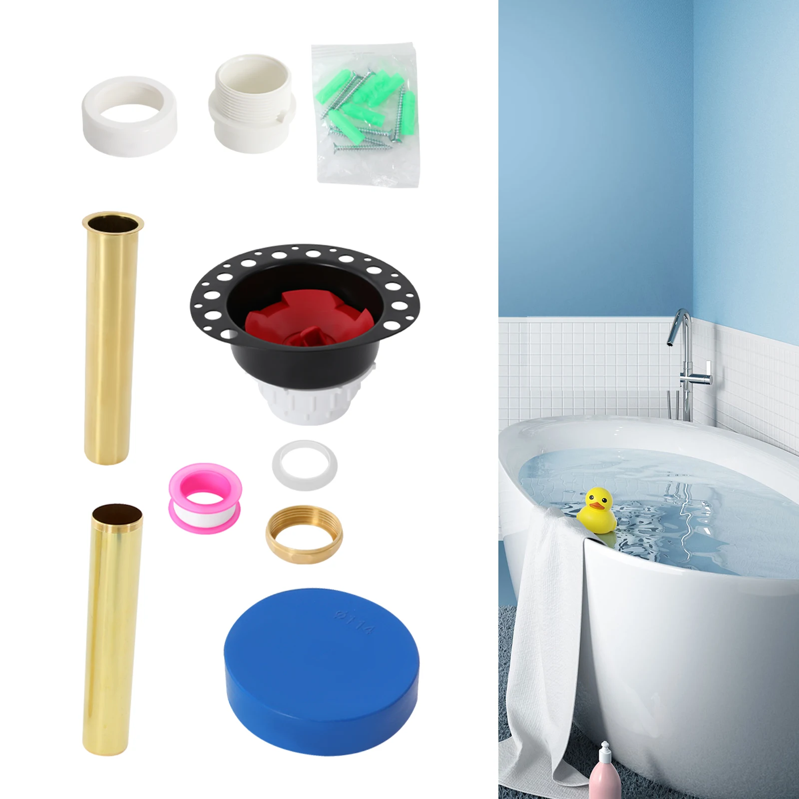 

Freestanding Tub Drain Rough-In Kit, Bathtub Drain Kit Compatible with Freestanding Bathtub, Tub Drain Rough-In Kit Brass ABS
