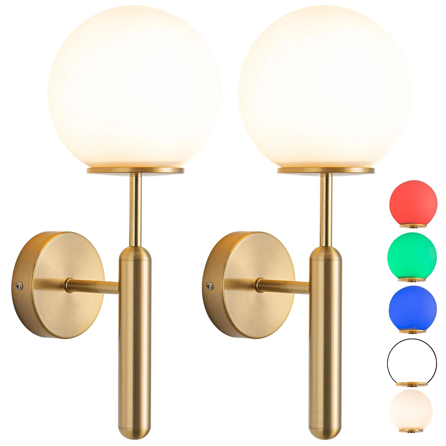 

RGB Wall Sconce Battery Operated Wall Lights Set of 2，with Dimmable Battery Powered Bulb Non Hardwired Easy to Install