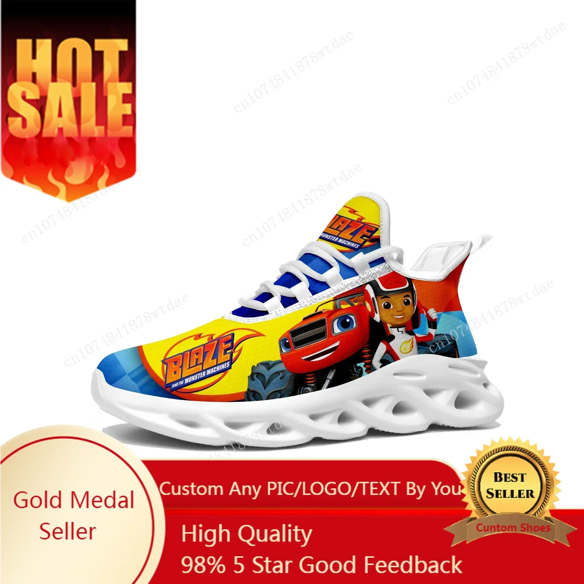 Blaze And The Monster Machines Flats Sneakers Mens Womens Sports Running Shoe High Quality Custom Lace Up Mesh Footwear