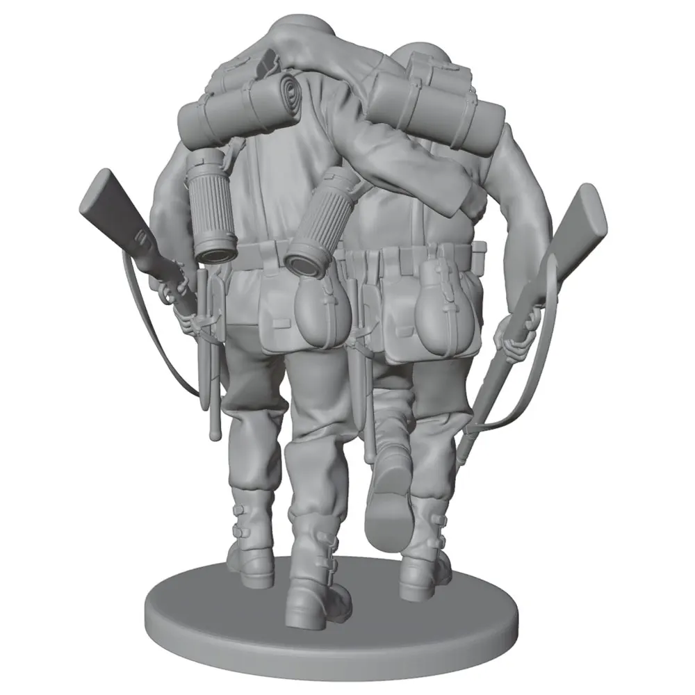 1/24/12/6 Desktop Decorative Item, Resin Model Set for Rescuing Soldiers and Comrades, 3D Printed Grey Model Statue, Uncolored