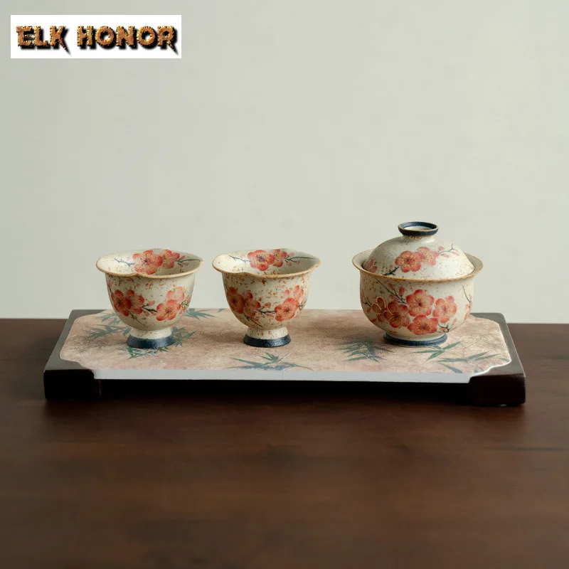 

Hand-painted Plum Blossom Tea Set Complete Set Ancient Tea Ceremony Set Teapot And Tea Cup Set For Tea Equipment Ornaments Craft