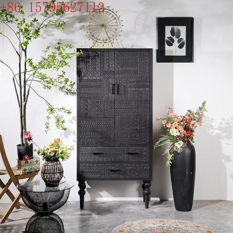 

French retro dining side chest cabinet living room storage cabinet