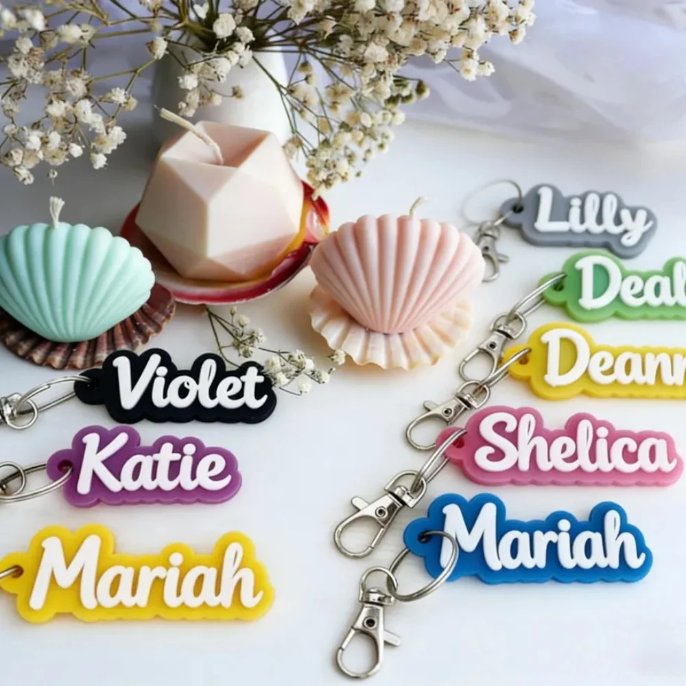 LeeChee Personalized Acrylic Name Keychain Tag Backpack Bag Accessory Keychain