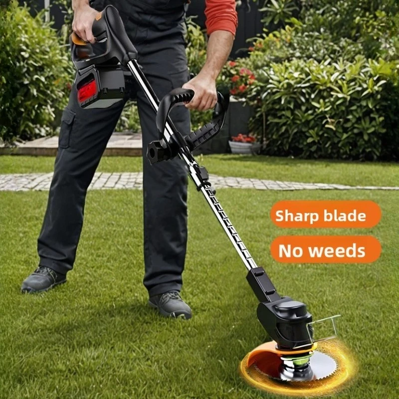 

Cordless Electric Lawn Mower Handheld Lithium Battery Grass Trimmer Rechargeable Garden Weed Cutter for Home Use