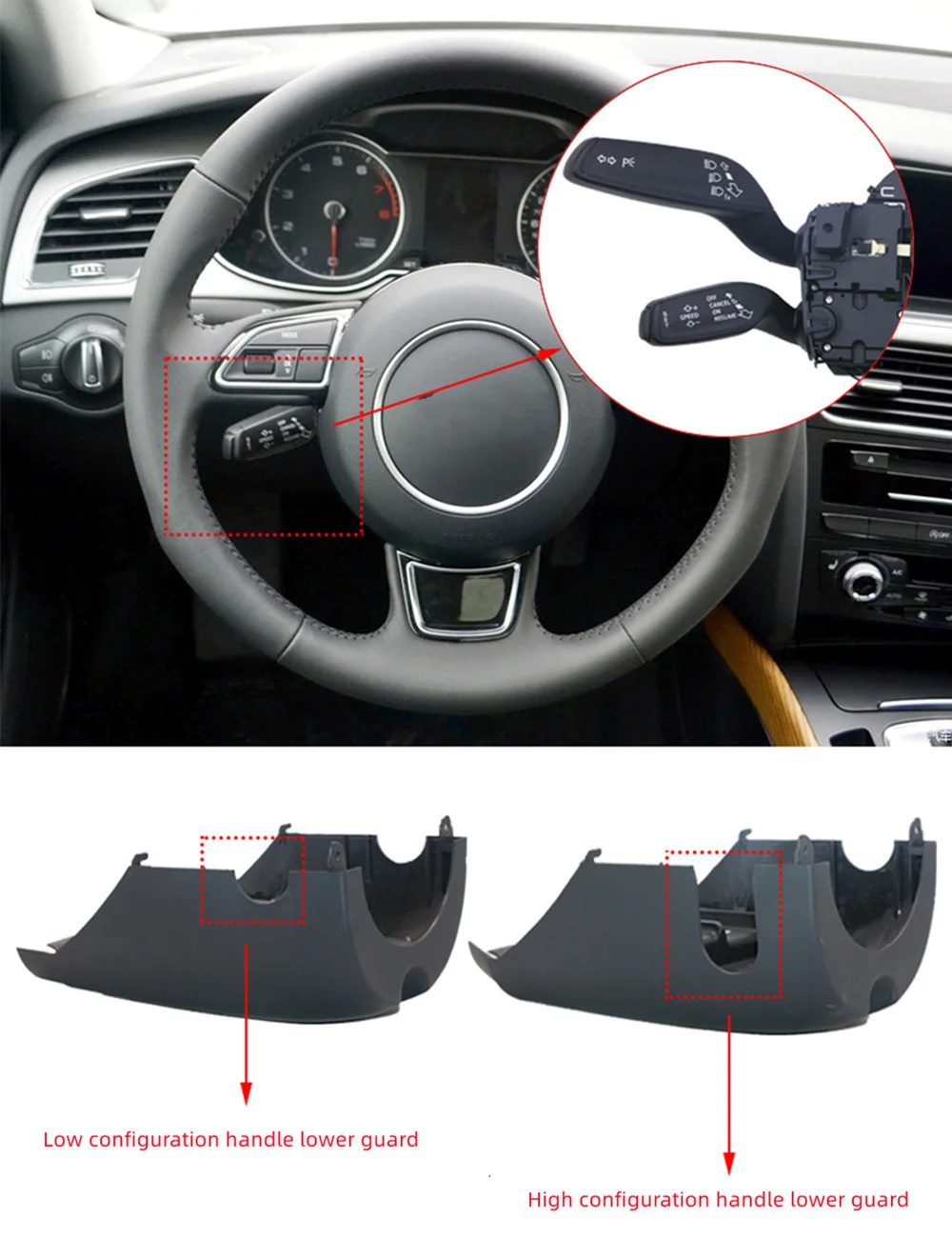 For Audi A3 Q3 A4L A5 Q5 A6L multi-function steering wheel hairspring cruise control handle switch assembly modification