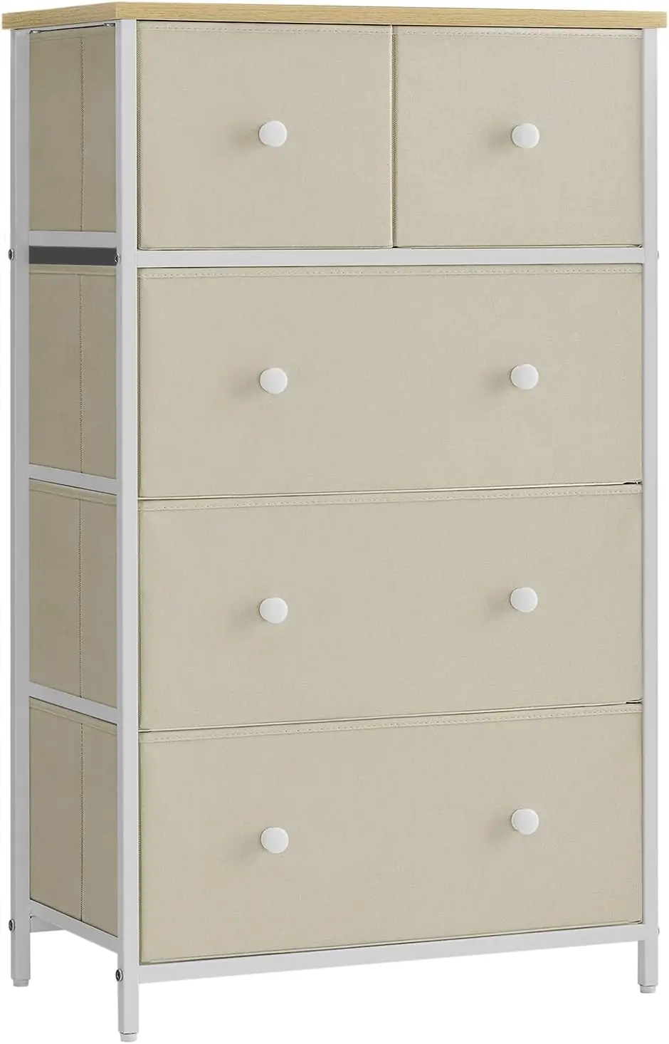 

NEW, Storage Tower with 5 Fabric Drawers, Dresser Unit, for-living-room, Hallway-nursery, Camel Yellow + Cream White